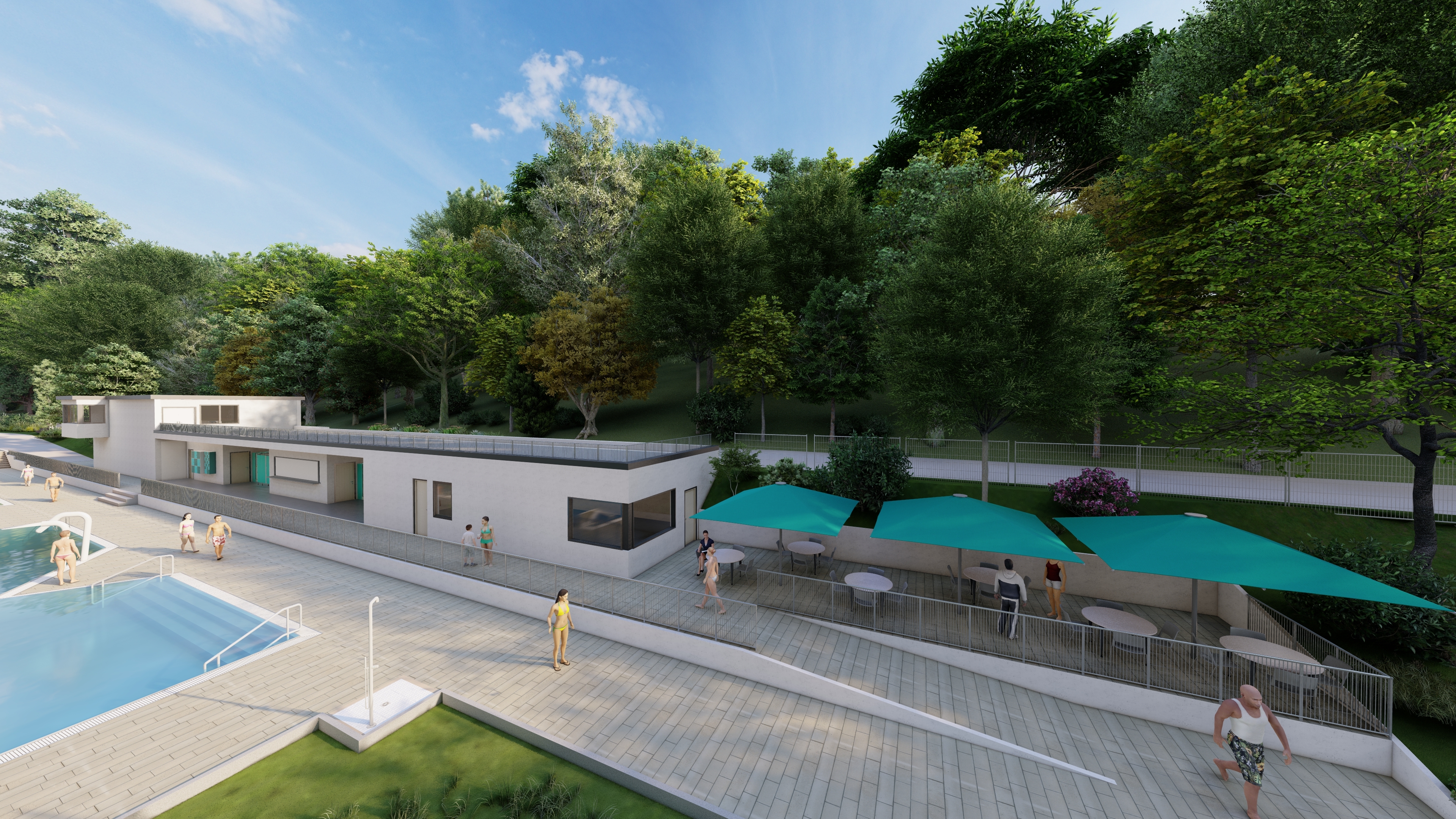 Visualisierung/ Gebäude und Terrasse