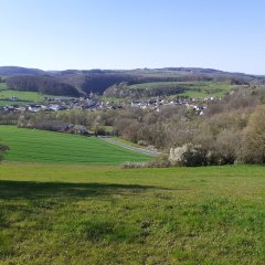 Blick auf Brecht mit Fernblick auf Koosbüsch