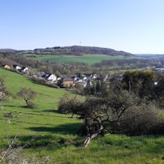 Blick auf Brecht, insbesondere Häuser am Sonnenhang