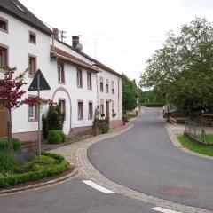 Blick in die Hauptstraße mit einigen alten Bauernhäusern